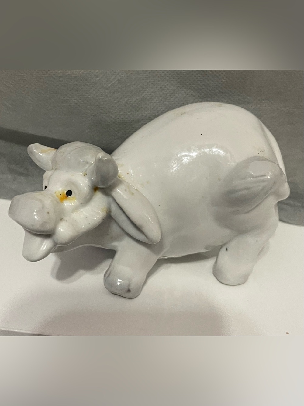 White Ceramic Farm Animal Figurine - Decorative Home Art